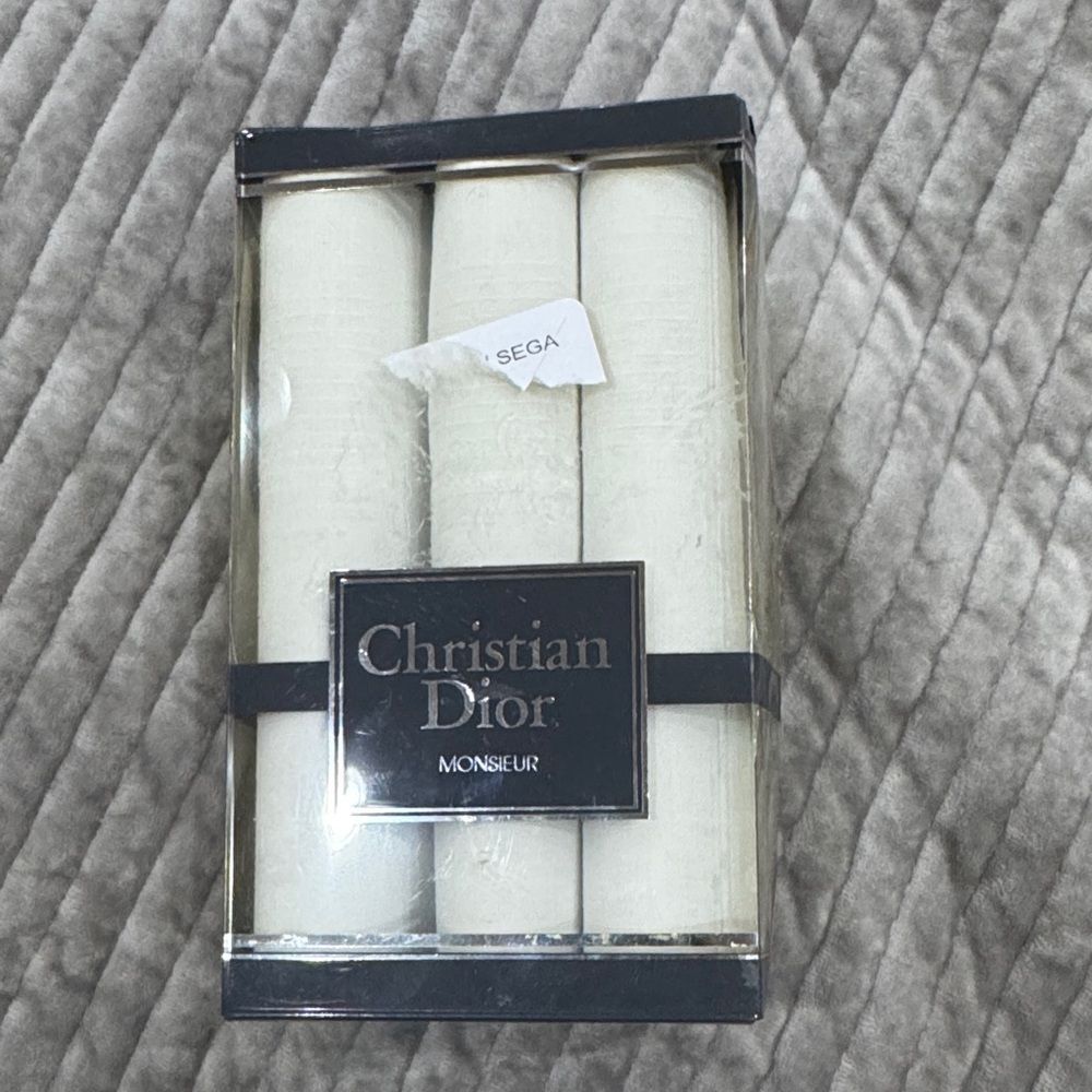 Christian Dior White Handkerchiefs Set of 3